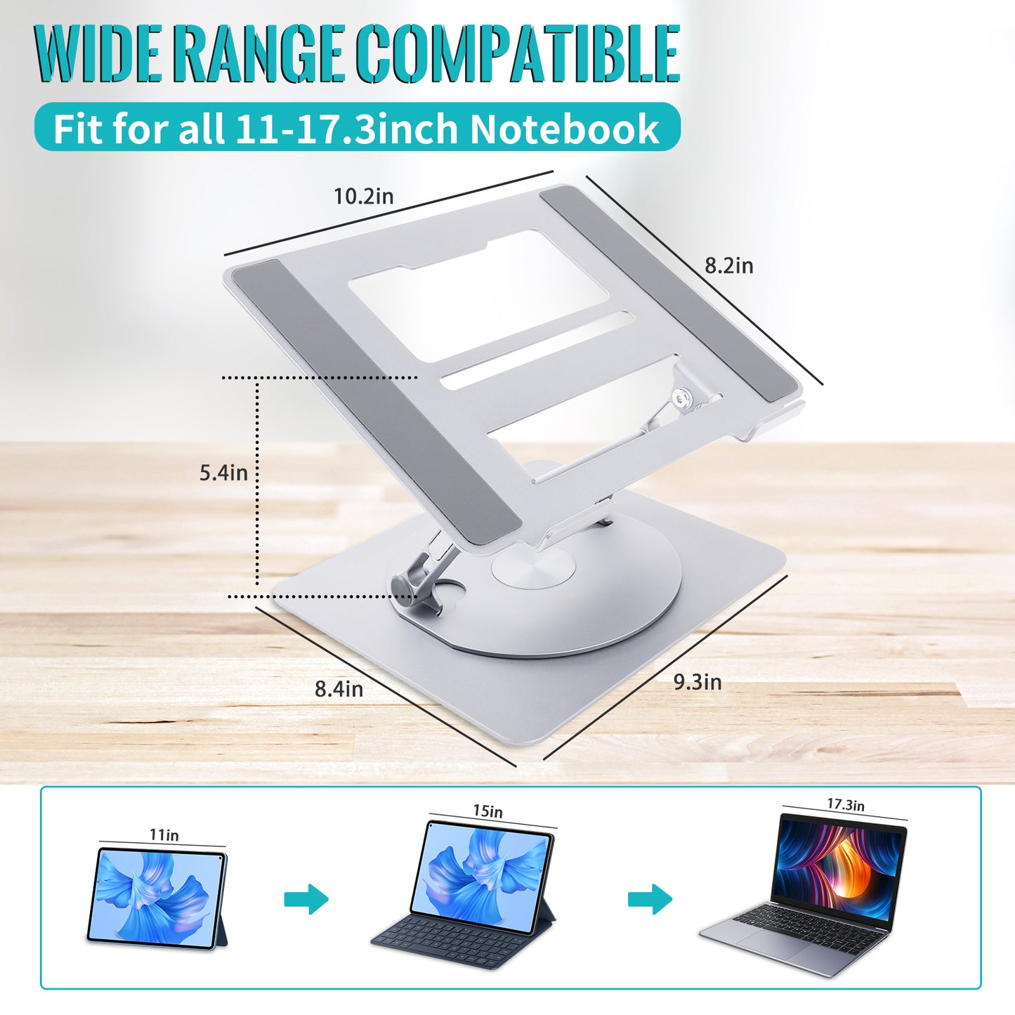 Aluminium 360° Foldable Rotating Laptop Stand