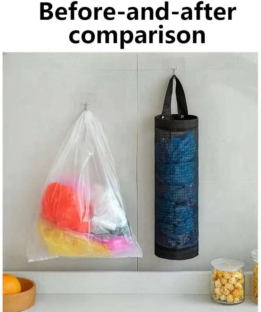 Hanging Mesh Plastic Bag Organizer, Pack of 3