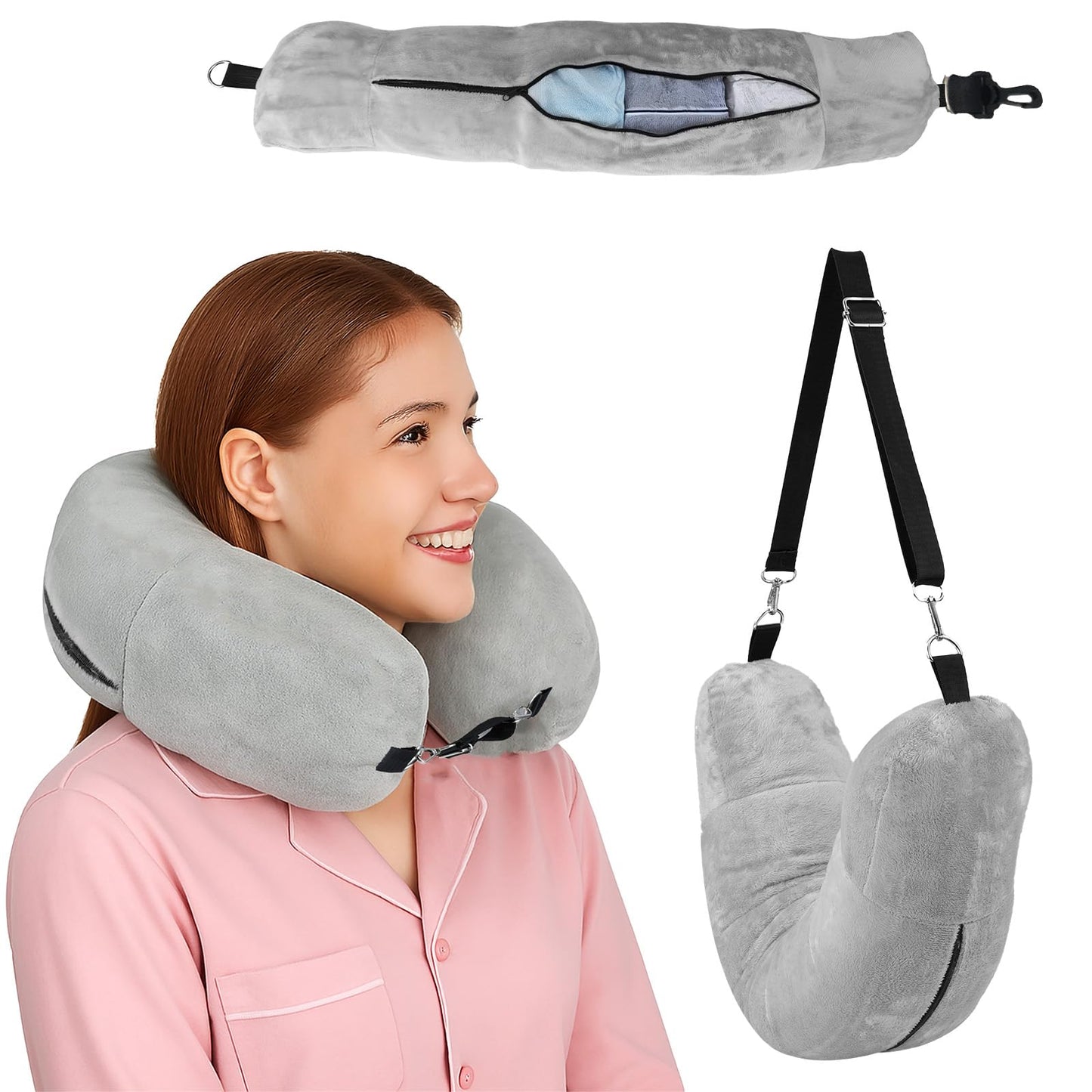 2-in-1 Travel Neck Pillow & Storage Space