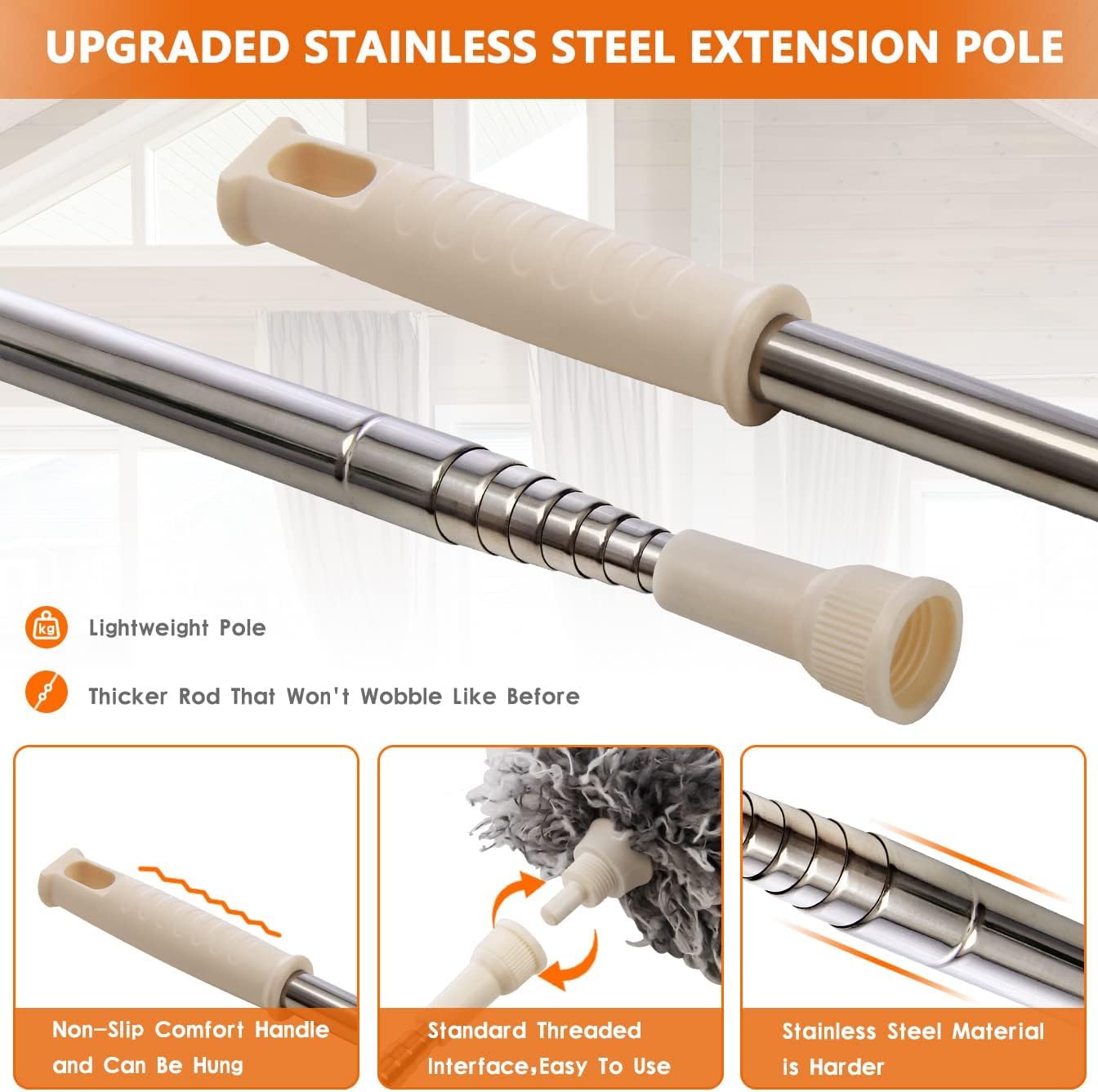Flexible Grey Mop With Long Rod
