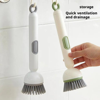 360 Rotating Kitchen Dish Cleaning Brush with Push Squeeze Soap Dispenser