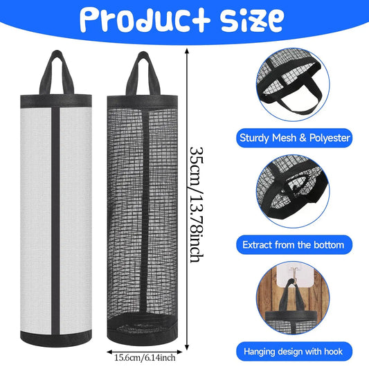 Hanging Mesh Plastic Bag Organizer, Pack of 3