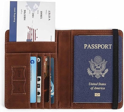 Leather Passport & Card Holder Travel Wallet