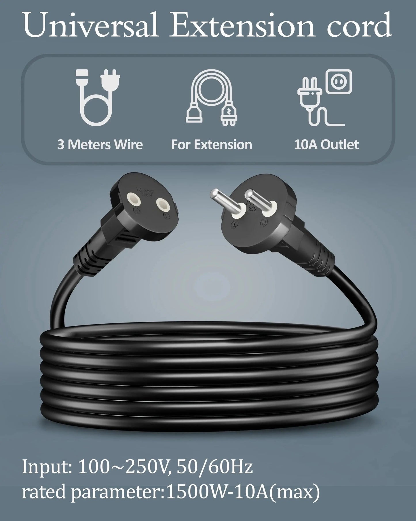 2-Pin Power Extension Cable, Copper Wire